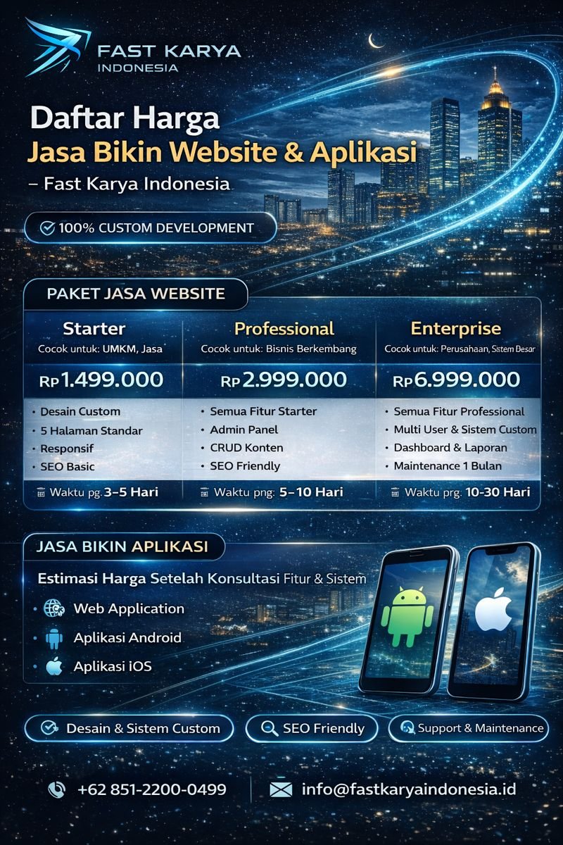 Daftar Harga Jasa Bikin Website & Jasa Bikin Aplikasi – Fast Karya Indonesia